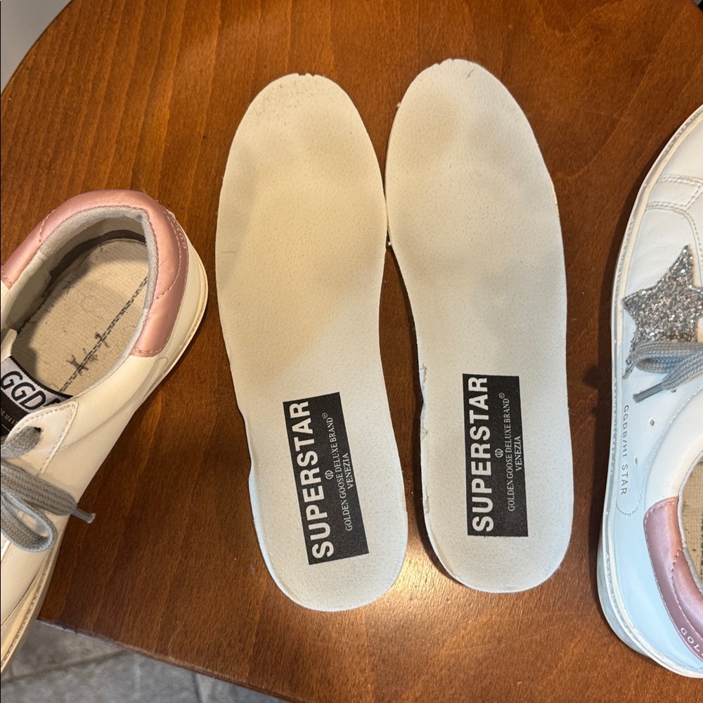 Golden Goose Hi-Star Sneakers Glitter Star "ATION WILL GET YOU” 41 pink/cream - Picture 8 of 11